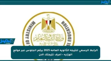 الرابط الرسمي لنتيجة الثانوية العامة 2025 برقم الجلوس عبر موقع الوزارة – اعرف نتيجتك الآن